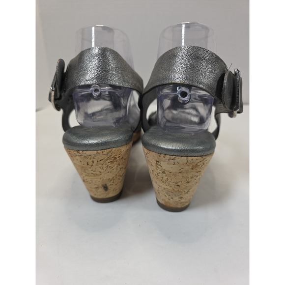 Elites by Walking Cradles Silver Open Toe Strappy Gladiator Wedg Sandal Sz 10.5 - Picture 5 of 14